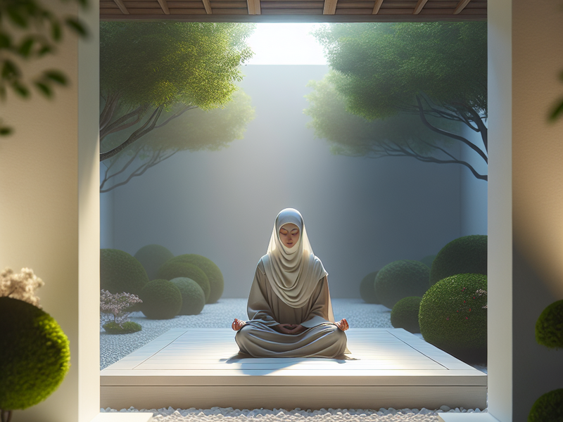 Meditating in a tranquil garden